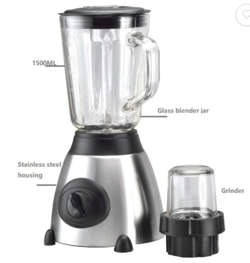 2 in 1 Heavy Duty 1.5L Electric Glass Blender