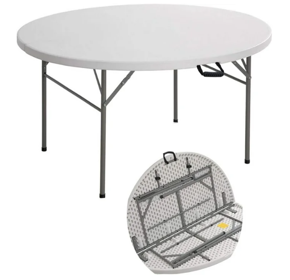 Folding 1.7m Round Plastic Table (Heavy Duty)