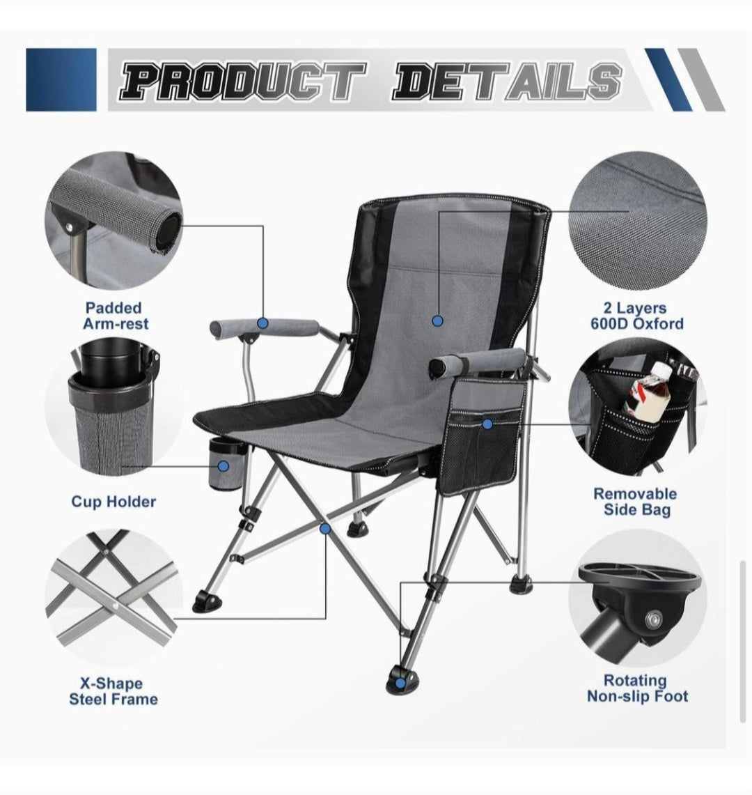Camping Chair Heavy Duty Folding